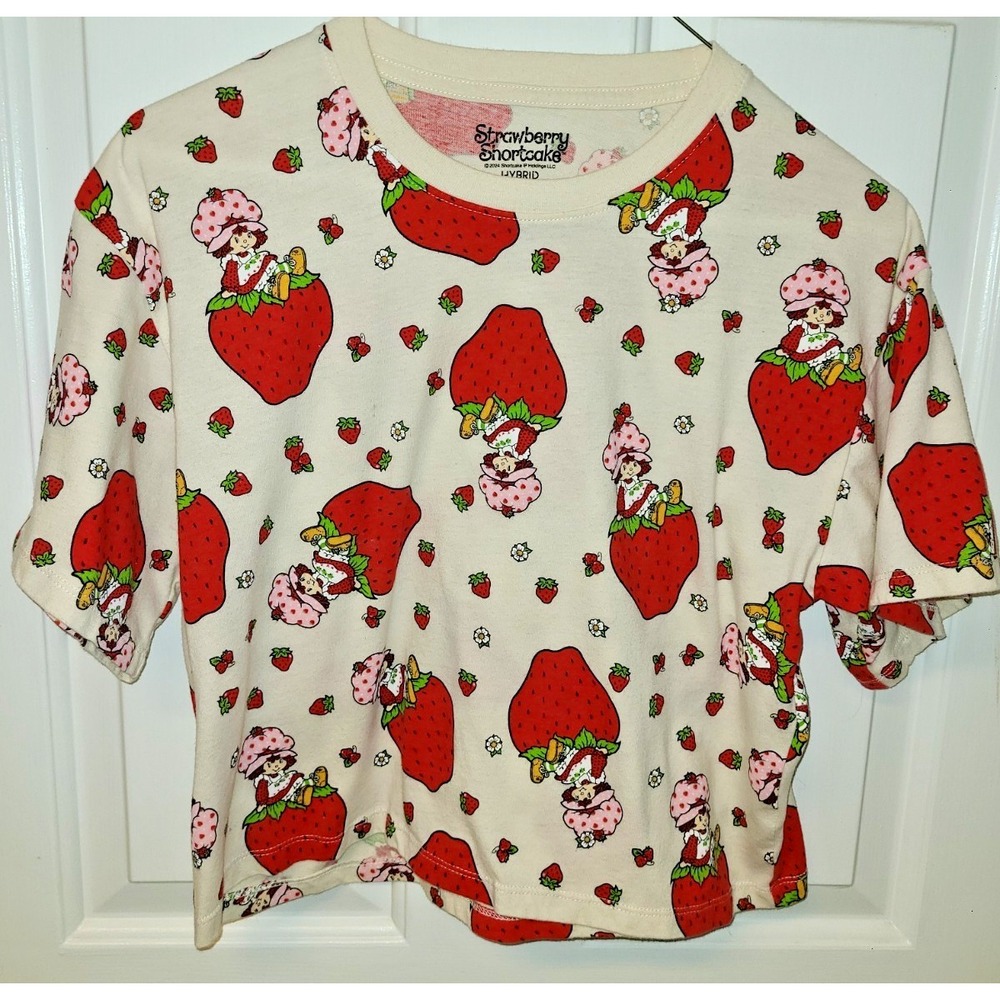 Hybrid Brand Womens Strawberry Shortcake Shirt Crop Top Cute Sassy Sz XS‎